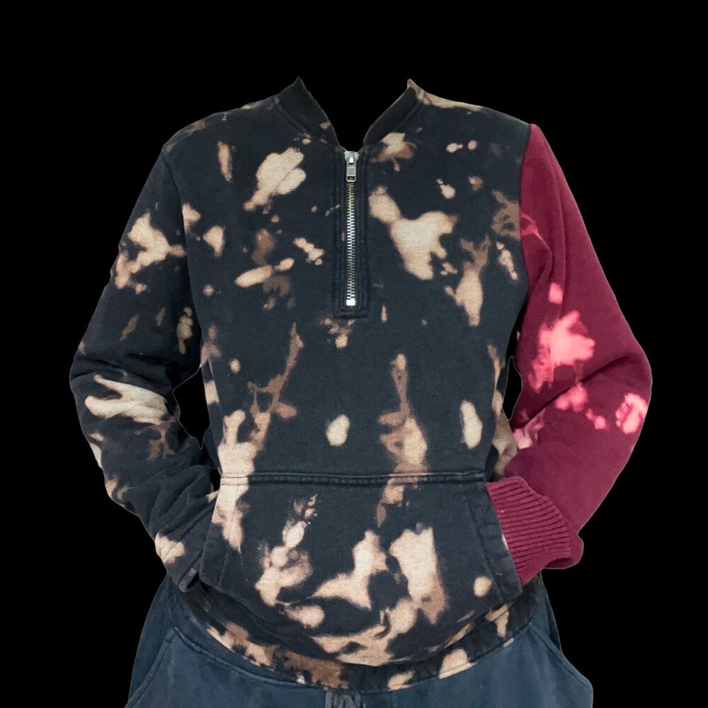 Bleach dyed upcycled sweatshirt